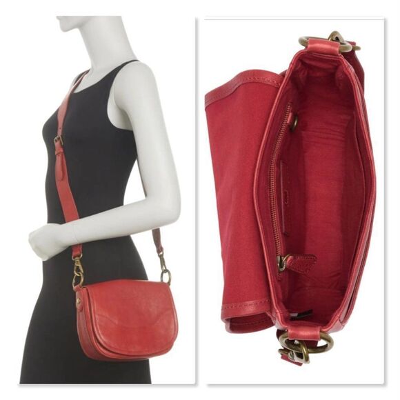 Frye Lucy Leather Saddle Bag in Red - NEW - Picture 2 of 16